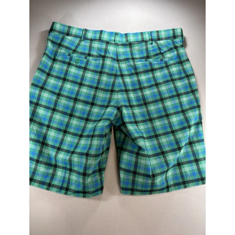 Nike Dri-Fit Standard‎ Fit Lightweight Golf Shorts Mens Size 38 Green Blue Plaid